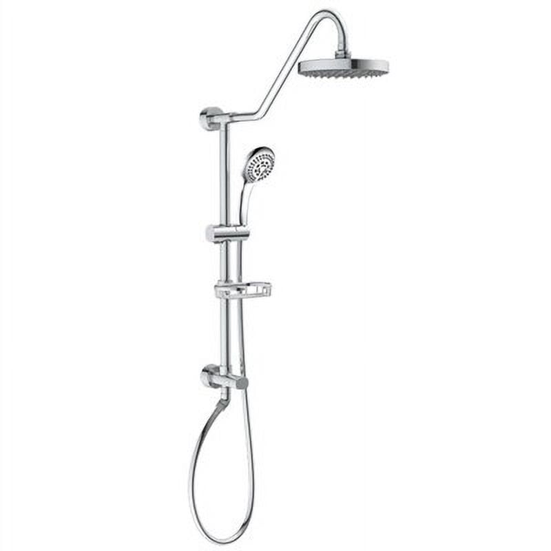 Kauai III 8-in Rain Showerhead Shower System with Slide Bar and Integrated Soap Dish Chrome 1.8 GPM