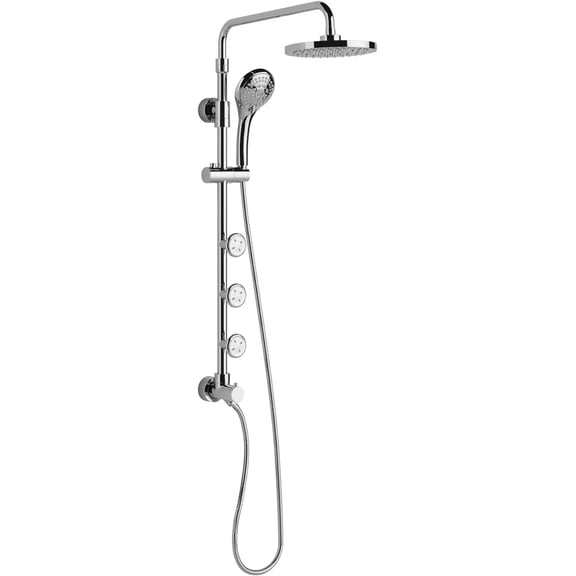 Lanikai 8-in Rain Showerhead Shower System with 3-Body Jets Multi-function Handshower and Pivoting Shower Arm Chrome 1.8GPM