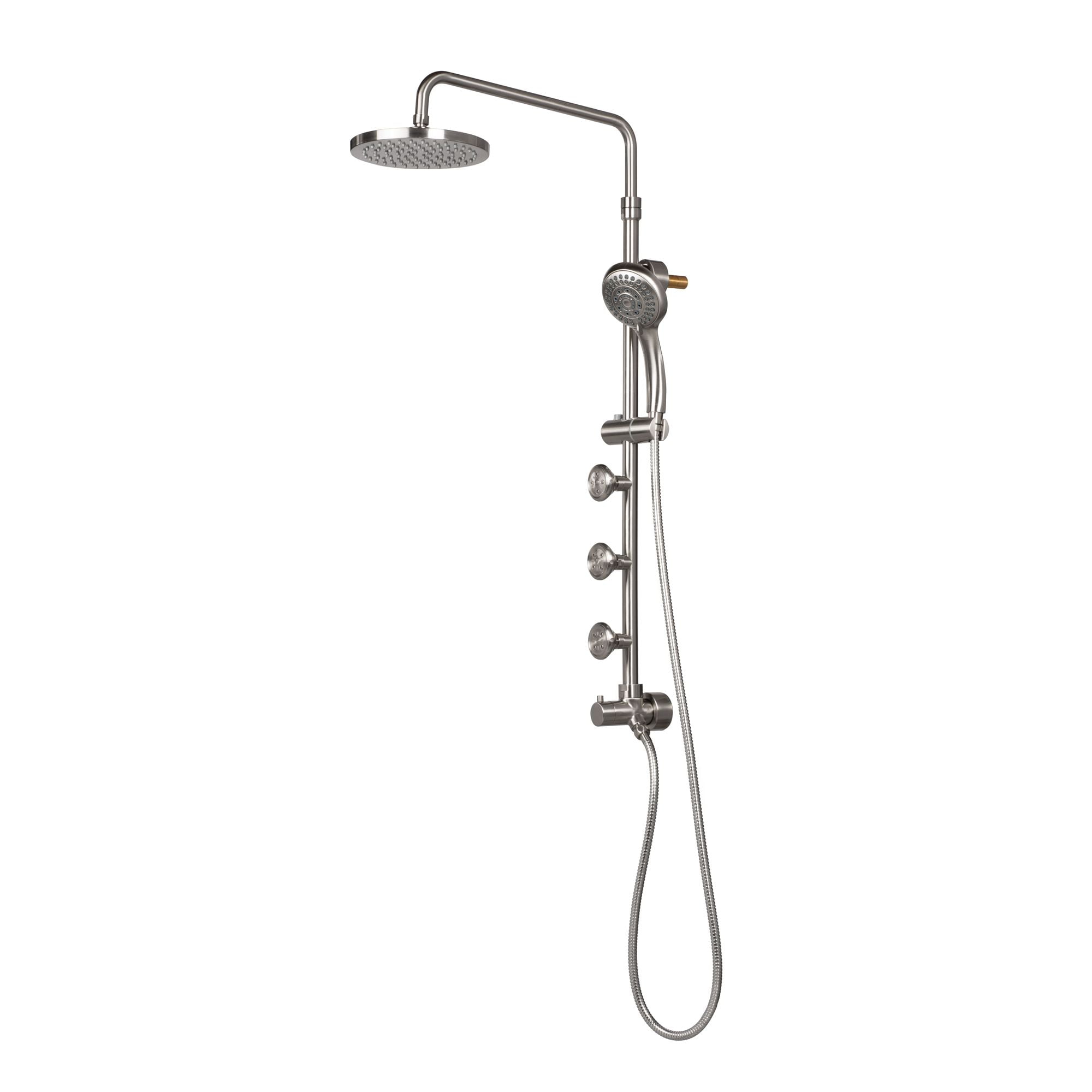 Chrome 8" Rain Shower System with Hand Shower and Body Jets