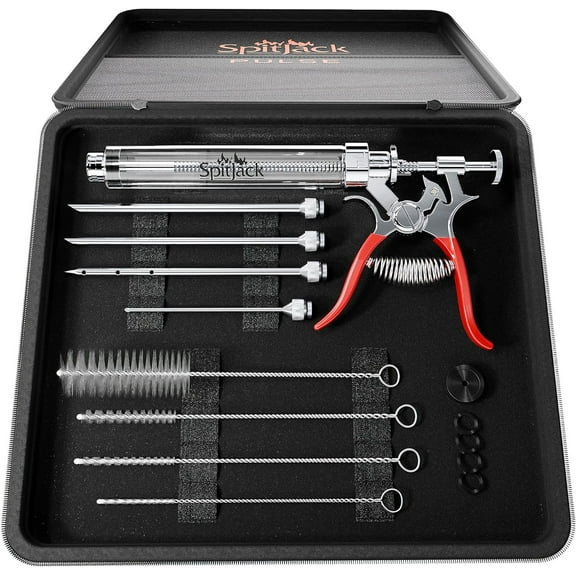 PULSE Meat Injector Gun and Injection Syringe for BBQ. Marinade Flavor Injector for Smoked Brisket, Chicken, Ribs, Pork Butt, and Turkey. Competition Barbecue Smoker Accessories Tool.