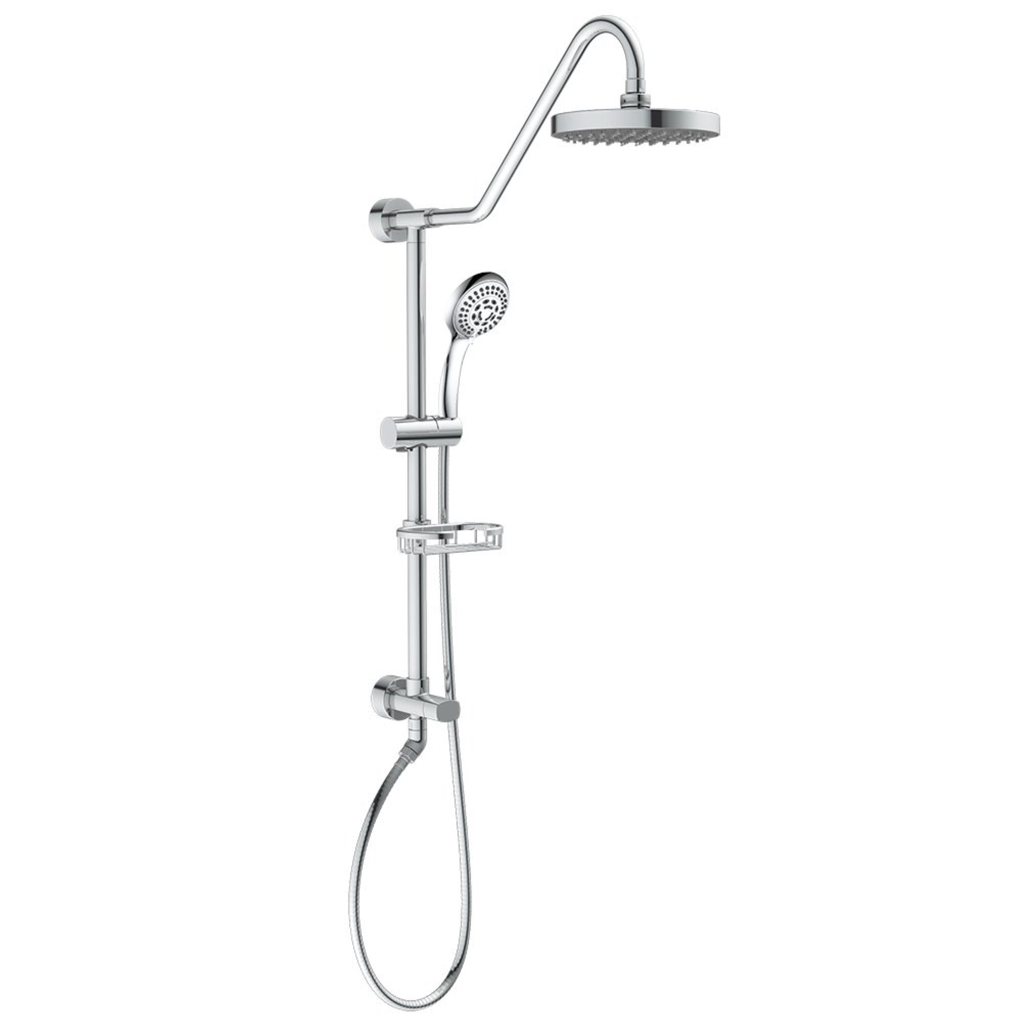 Chrome Adjustable Height Rain Shower System with Handheld