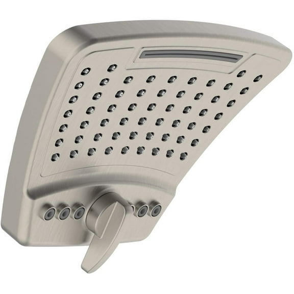 PULSE ShowerSpas 2056-BN PowerShot Air-Infused Curved 3-Pattern Showerhead, 8", Brushed Nickel Finish
