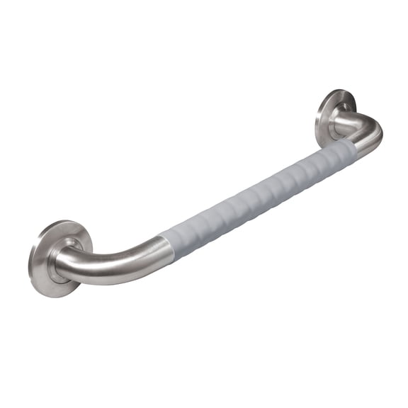 ErgoSafetyBar 18-in Dimpled Ergonomic Soft Grip 32mm Diameter ADA Compliant 500 lb Weight Capacity Brushed Stainless Steel