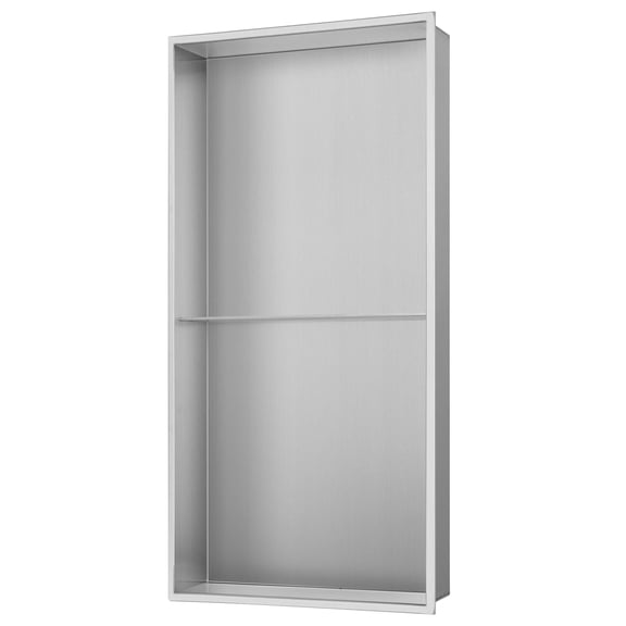 12-in x 24-in Ultra-thin Frame Recessed 2-Section Stainless Steel Shower Niche Brushed Stainless Steel