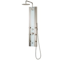 Tropicana 10-in Rain Showerhead ShowerSpa with Pivoting Shower Arm 6-Body Jets and Handshower Seafoam Glass and Brushed Nickel 1.8 GPM