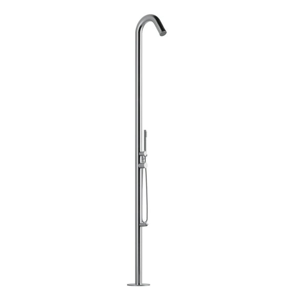 Wave 2.5-in Outdoor Shower System with Hot and Cold Connections Handshower and Foot Spout Brushed Stainless Steel