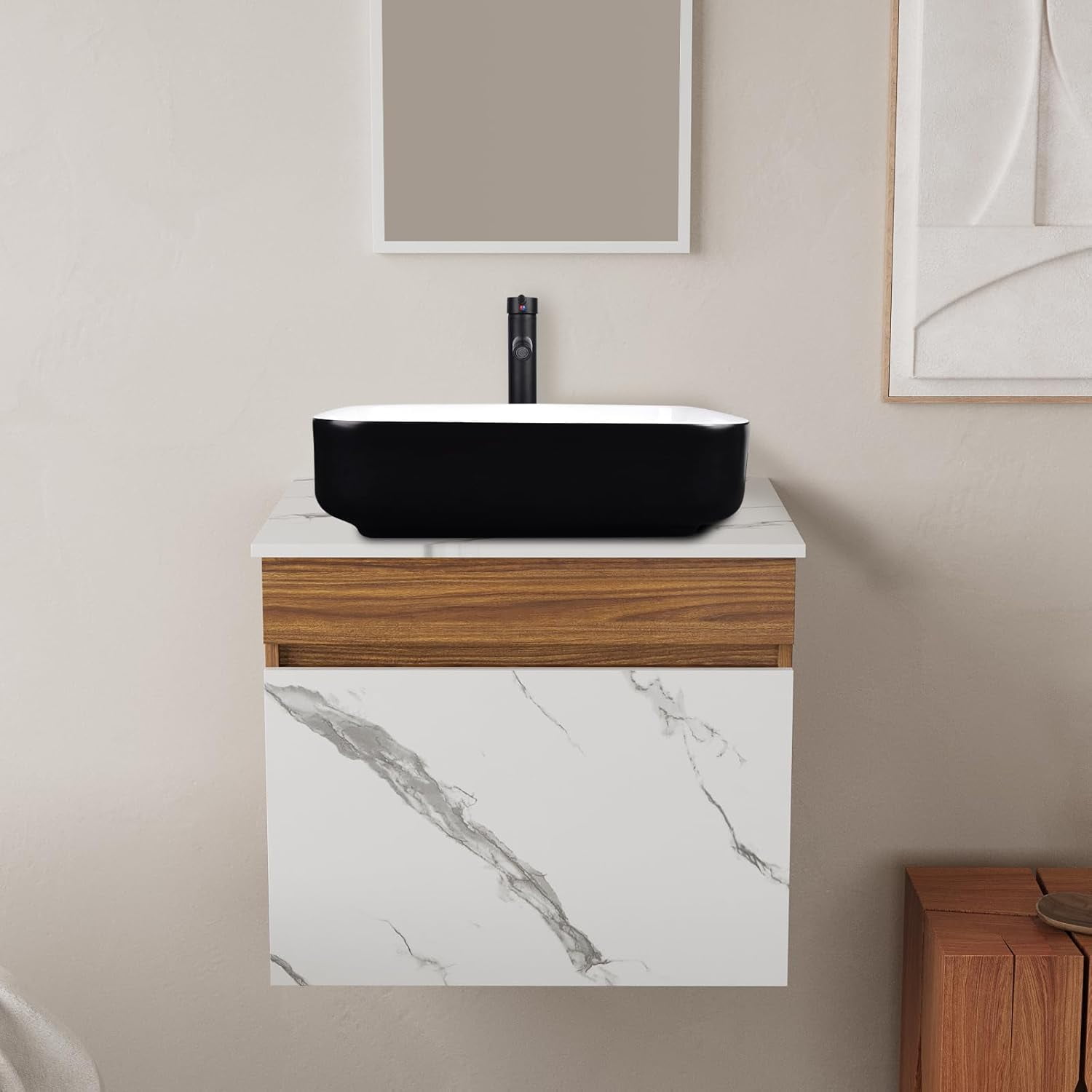 PULUOMIS 24" Bathroom Vanity with Sink, Modern Wall Mounted