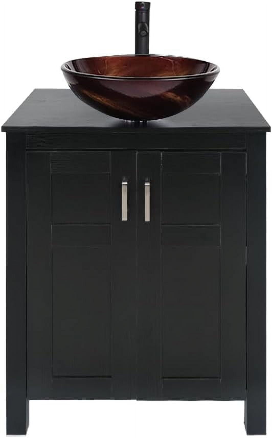 PULUOMIS 24 Inches Traditional Bathroom Vanity Set in Black Finish, Single Bathroom Vanity with
