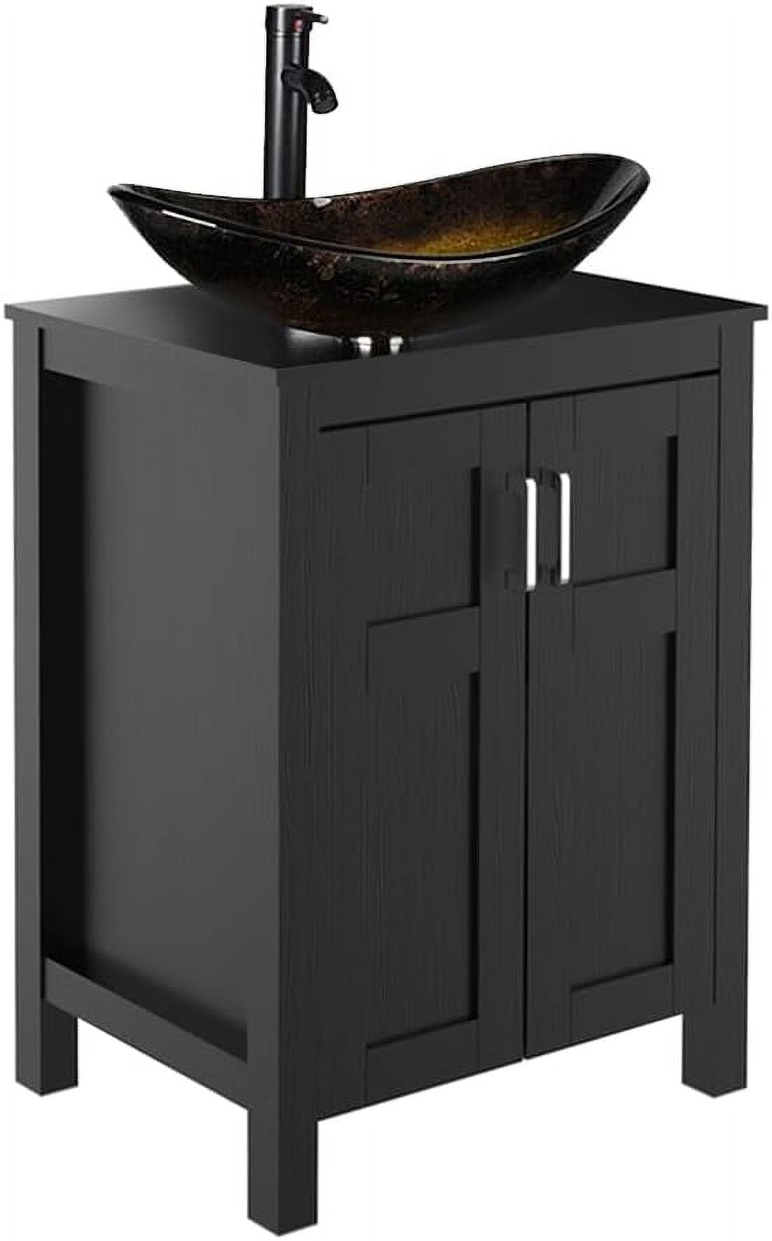 PULUOMIS 24 Inches Traditional Bathroom Vanity Set in Black Finish