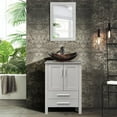 thumbnail image 1 of PULUOMIS 24'' Single Bathroom Vanity with Manufactured Wood Top with Mirror, Gray, 1 of 5