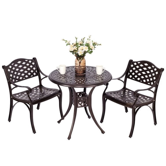 PULUOMIS 3 Piece Outdoor Patio Bistro Set include 30.7" Bistro Dining Table and 2 Backyard Garden Chairs Set