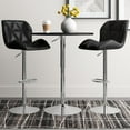 thumbnail image 1 of PULUOMIS 3 Pieces Bar Stools Set, Modern PU Leather Adjustable Swivel Black Bar Stool with Back, Set of 2 with Black Bar Table, 1 of 8