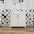 thumbnail image 1 of PULUOMIS 30 Inches Traditional Bathroom Vanity in White Finish, Single Bathroom Vanity with Top and 2-Door Cabinet, 1 of 11