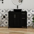 thumbnail image 1 of PULUOMIS 36 Inches Bathroom Vanity in Black Finish with Round Ceramic Vessel Sink, Single Bathroom Vanity with Top, 2-Door Cabinet and 2 Drawers, 1 of 20