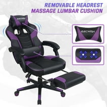 PULUOMIS Gaming Chair Leather PU Office Chair Recliner Swivel Seat with Footrest Purple