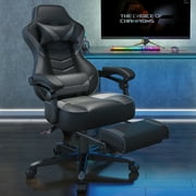PULUOMIS Gaming Chair with Footrest for Adults Kids Video Game Racing Gaming Chairs Gray