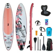 PULUOMIS Inflatable Paddle Board with Seat Backpack Hand Pump - 11 Ft - Adult - Pink