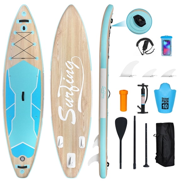 PULUOMIS Inflatable Stand up Paddle Boards 11 ft with Premium SUP Paddle Board Accessories, Wide Stable Design, Non-Slip Comfort Deck for Youth & Adults