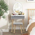 thumbnail image 1 of PULUOMIS Modern Makeup Vanity Table Set with Adjustable Lighted Mirror Cushioned Stool for Bedroom, 1 of 9
