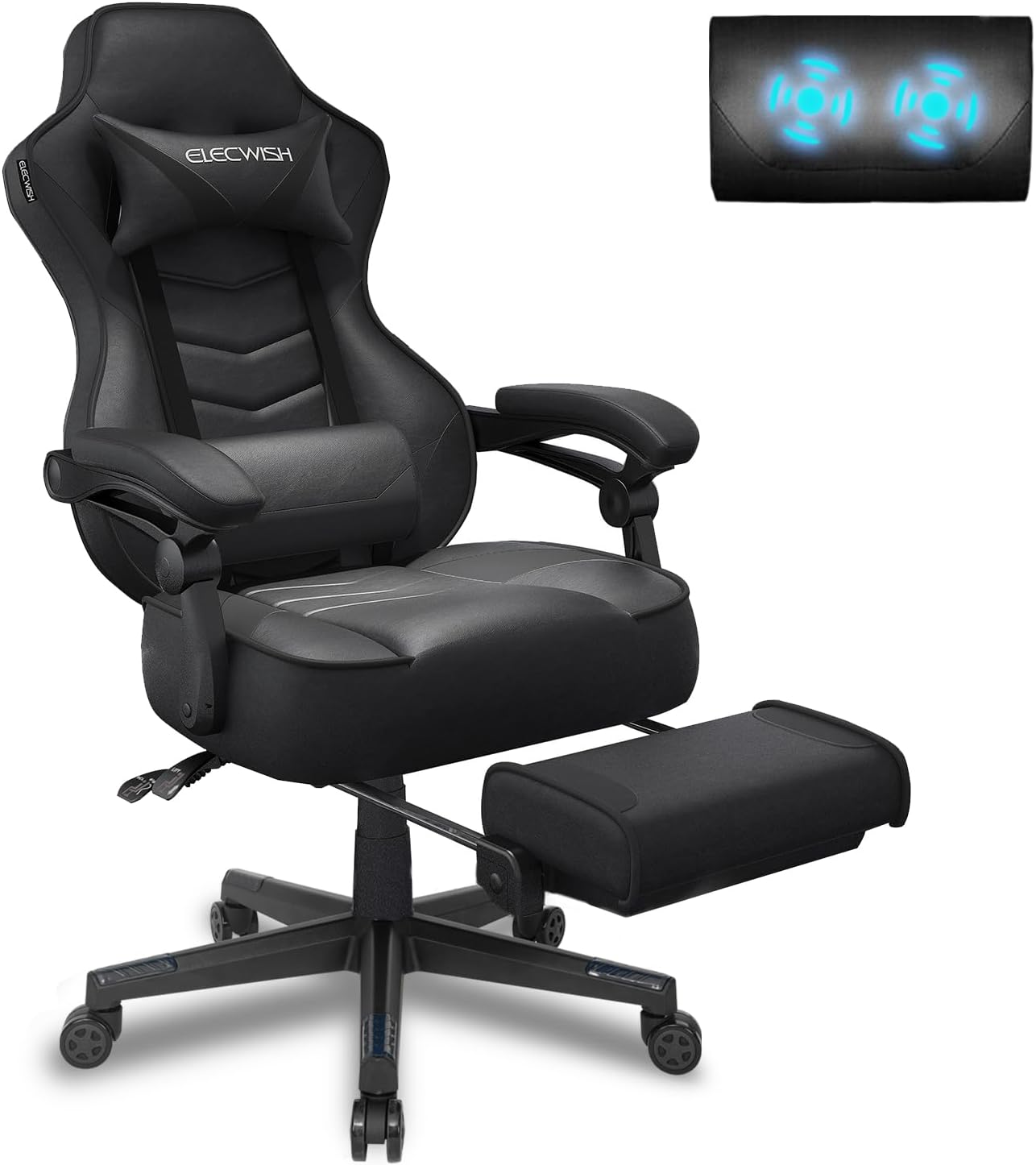 Gymax Massage Gaming Chair Reclining Racing Chair High Back w/Lumbar