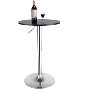 PULUOMIS Round Kitchen Bar Table Cafe Table Adjustable Pub Counter Wood Top Swivel Black