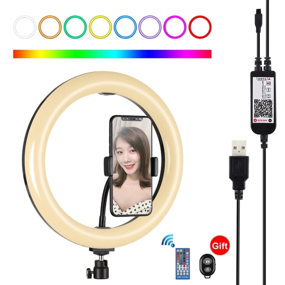 PULUZ 10.2 inch 26cm Curved Surface USB RGBW Dimmable LED Ring Vlogging Photography Video Lights &