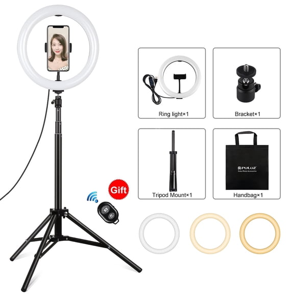 QKOO 10.2 inch 26cm Light + 1.65m Tripod Mount Curved Surface USB 3 Modes Dimmable Dual Color &