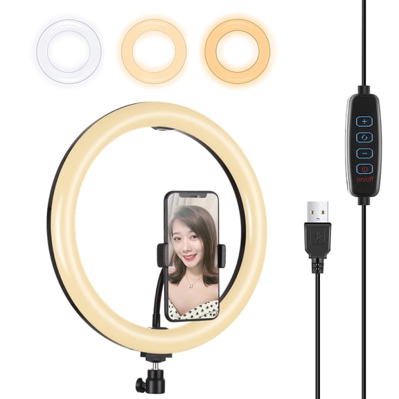 PULUZ 11.8 inch 30cm USB 3 Modes Dimmable Dual Color Temperature LED Curved Diffuse Light Ring