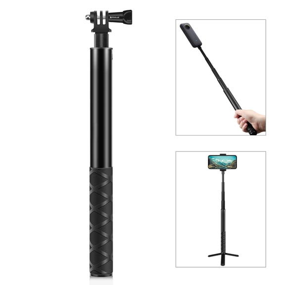 PULUZ 110cm Metal Selfie Stick Monopod with Invisible Adapter Base & Screw for Insta360 One RS / /