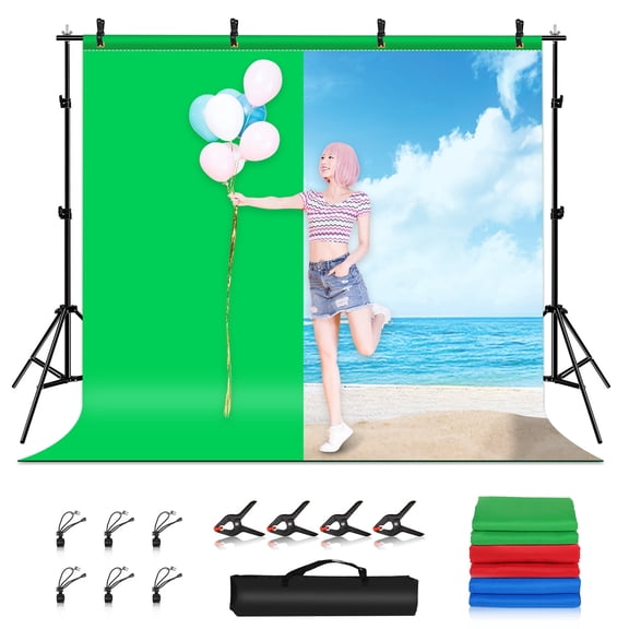 QKOO 2.9x2m Photo Studio Background Support Stand Backdrop Crossbar Bracket Kit with Red / Blue /
