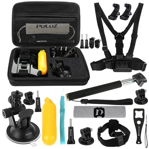 QKOO 20 in 1 Accessories Combo Kits with EVA Case for GoPro, Insta360, DJI and Other Action