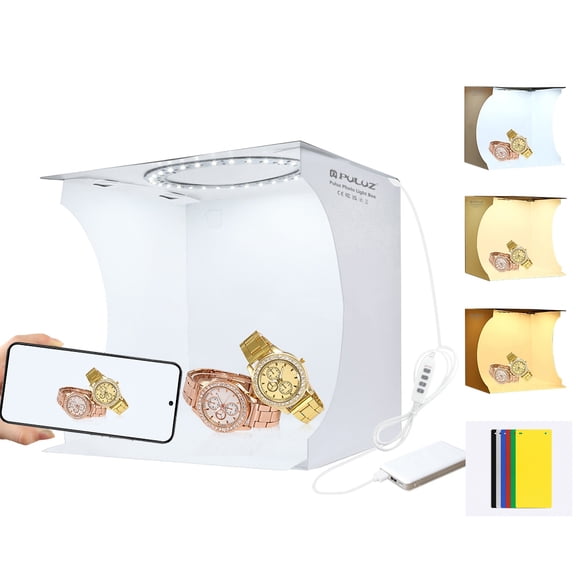 PULUZ 23cm Ring LED Panel Folding Portable Light Photo Lighting Studio Shooting Tent Box Kit with