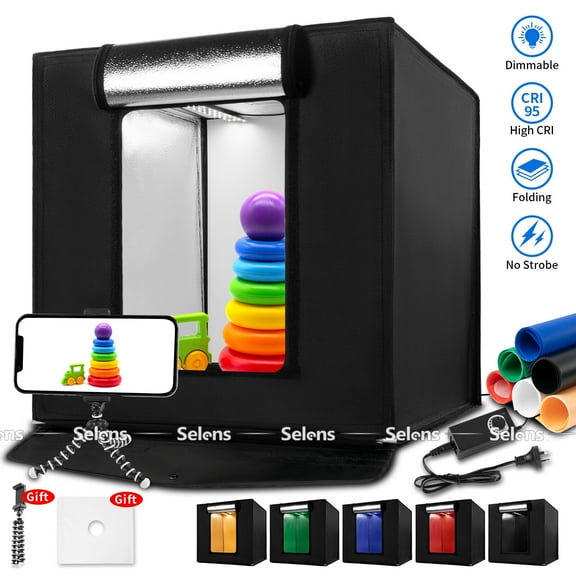 PULUZ 24" Large LED Photo Light Box Tent Folding Photography Studio 6 Backdrop