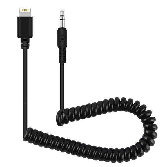 PULUZ 3.5mm TRRS Male to 8 Pin Male Live Microphone Audio Adapter Spring Coiled Cable for iPhone,