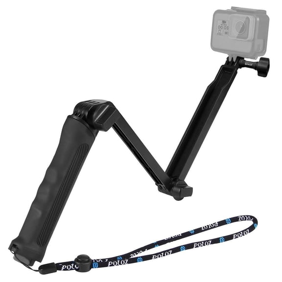QKOO 3-Way Grip Foldable Tripod Selfie-stick Extension Monopod for GoPro, Insta360 ONE R, DJI and