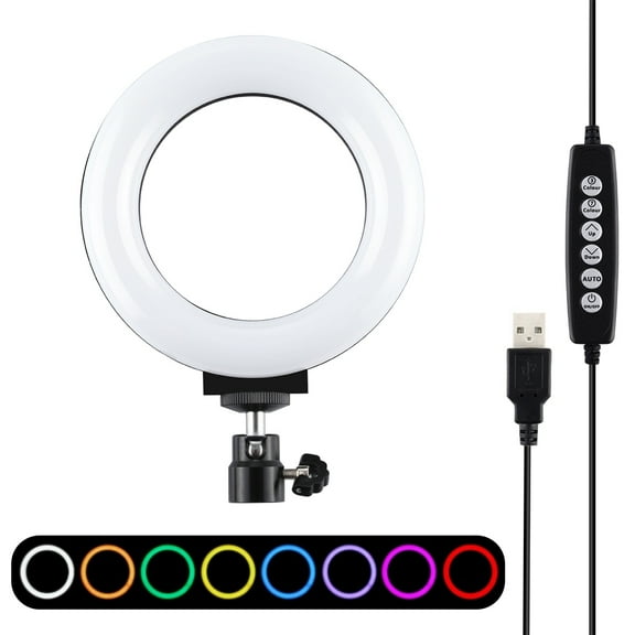 PULUZ 4.7 inch 12cm Curved Surface USB 10 Modes 8 Colors RGBW Dimmable LED Ring Vlogging Video