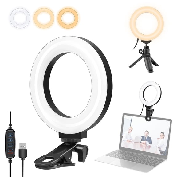 PULUZ 4.7 inch 12cm Ring Selfie Light 3 Modes USB Dimmable Dual Color Temperature LED Curved Video