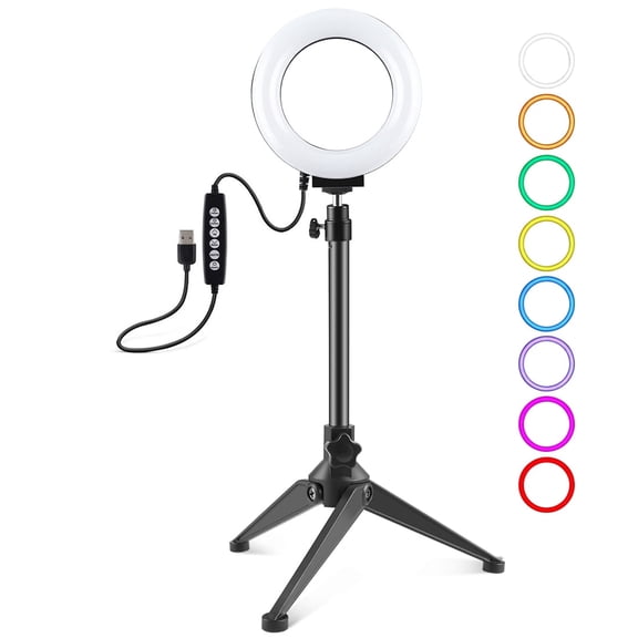 QKOO 4.7 inch 12cm USB 10 Modes 8 Colors RGBW Dimmable LED Ring Vlogging Photography Video Lights
