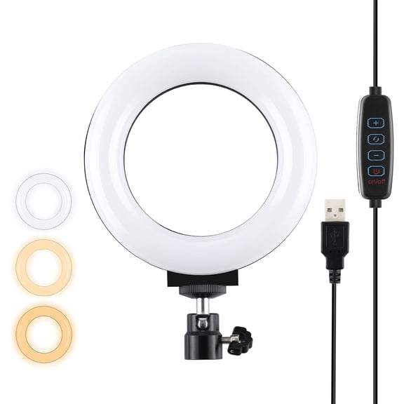 PULUZ 4.7 inch 12cm USB 3 Modes Dimmable LED Ring Selfie Beauty Vlogging Photography Video Lights
