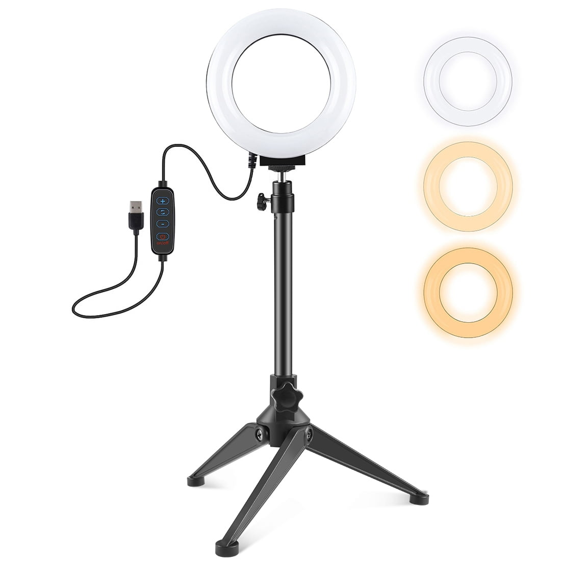 PULUZ 4.7 inch 12cm USB 3 Modes Dimmable LED Ring Vlogging Photography Video Lights + Desktop with