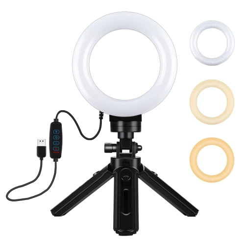 QKOO 4.7 inch 12cm USB 3 Modes Dimmable LED Ring Vlogging Photography Video Lights + Pocket Mount