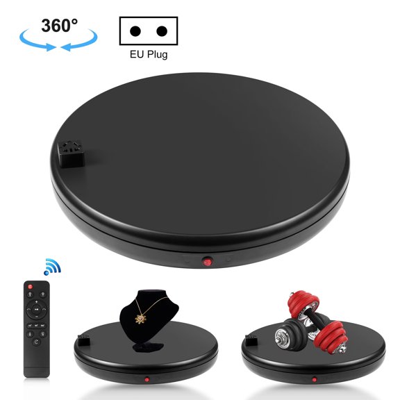QKOO 45cm Remote Control Adjusting Speed Rotating Turntable Display Stand with Power Socket, Load