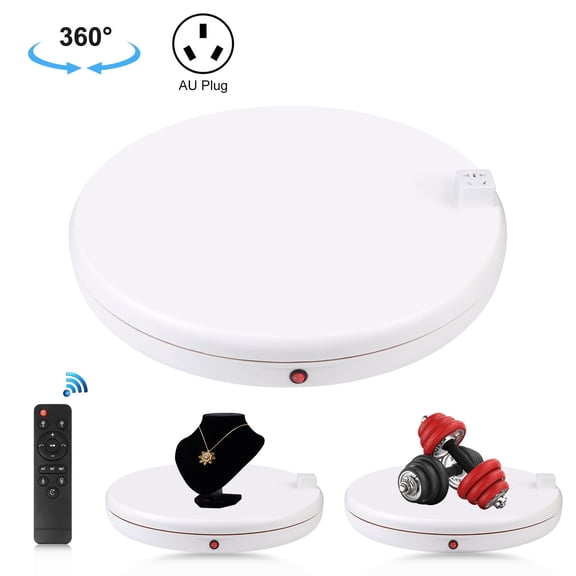 QKOO 45cm Remote Control Adjusting Speed Rotating Turntable Display Stand with Power Socket, Load