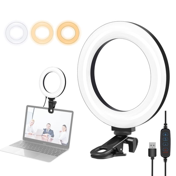 PULUZ 6.2 inch 16cm Ring Selfie Light 3 Modes USB Dimmable Dual Color Temperature LED Curved Video
