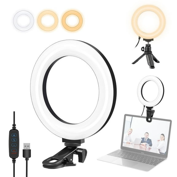 PULUZ 6.2 inch 16cm Ring Selfie Light 3 Modes USB Dimmable Dual Color Temperature LED Curved Video
