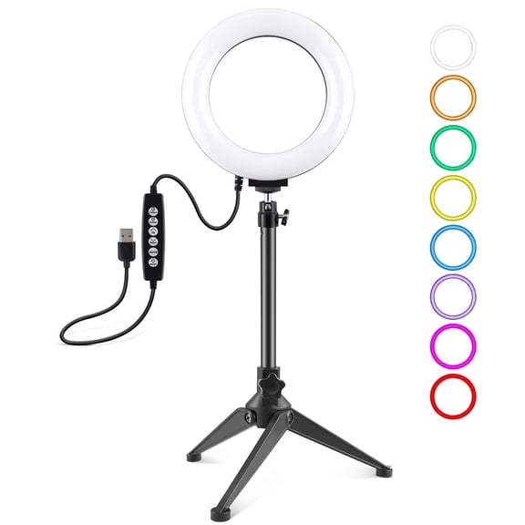 QKOO 6.2 inch 16cm USB 10 Modes 8 Colors RGBW Dimmable LED Ring Vlogging Photography Video Lights