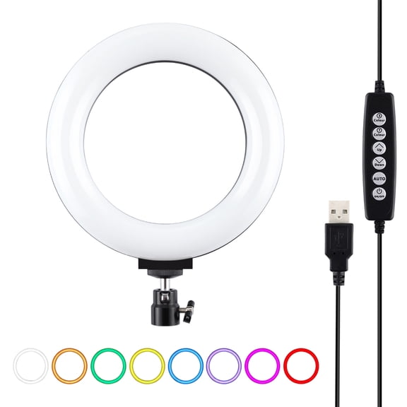 PULUZ 6.2 inch 16cm USB 10 Modes 8 Colors RGBW Dimmable LED Ring Vlogging Photography Video Lights