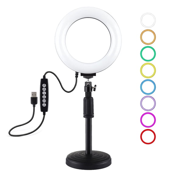 QKOO 6.2 inch 16cm USB 10 Modes 8 Colors RGBW Dimmable LED Ring Vlogging Photography Video Lights