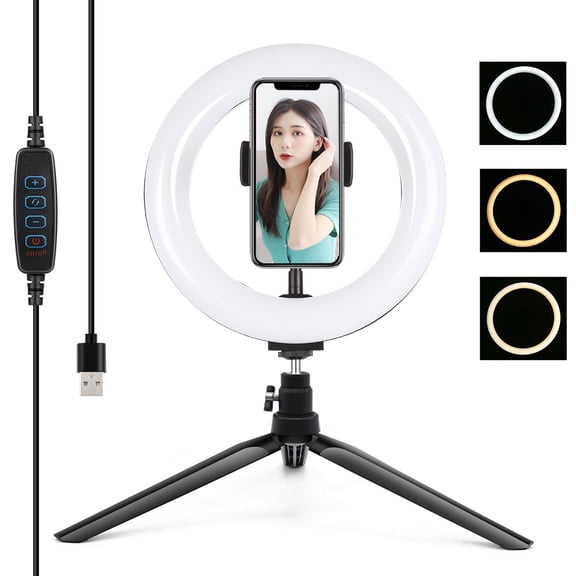 PULUZ 7.9 inch 20cm Light + Desktop Tripod Mount USB 3 Modes Dimmable Dual Color Temperature LED