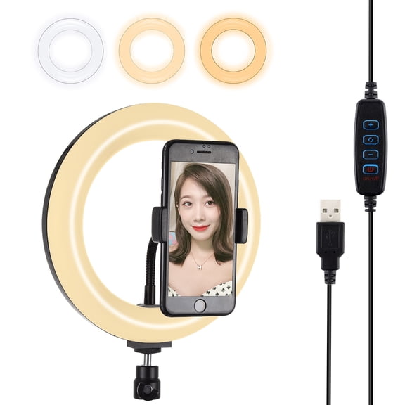 PULUZ 7.9 inch 20cm USB 3 Modes Dimmable Dual Color Temperature LED Curved Light Ring Vlogging